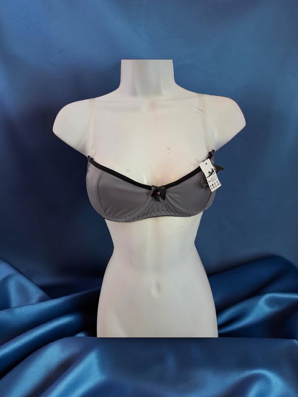 Classic Brazilian Gray Underwire Bra with Black Trim With Silicone Straps